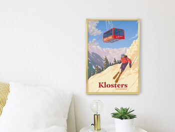 Klosters Ski Resort Switzerland Travel Poster Art Print, 3 of 8