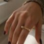 Pearl Detail Vertical Bar Rectangular Ring In 18 K Gold, thumbnail 1 of 9