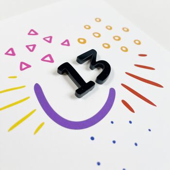 Doodle 13th Birthday Acrylic Age Card, 2 of 2