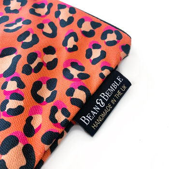 Coral Leopard Print Washable Wash Bag Or Makeup Bag, 3 of 12