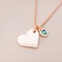 Heart Charm And Birthstone Personalised Name Necklace, thumbnail 5 of 10