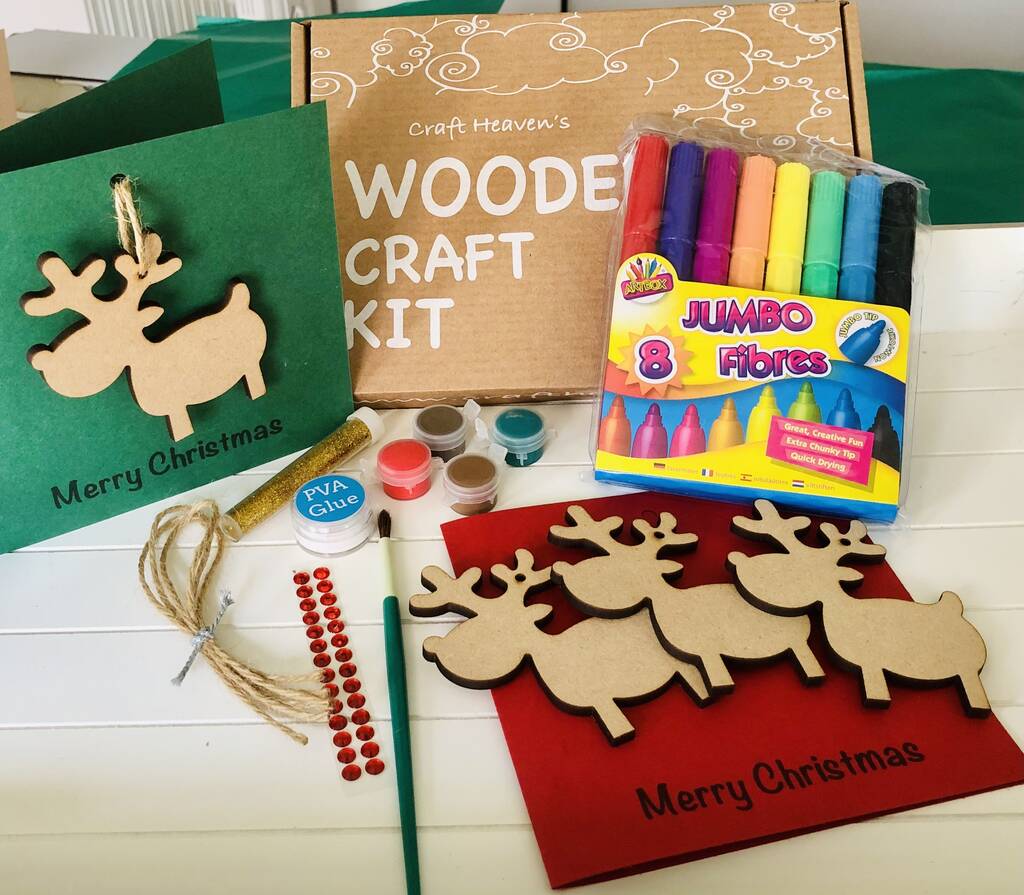 Personalised Reindeer Christmas Card Craft Kit Box