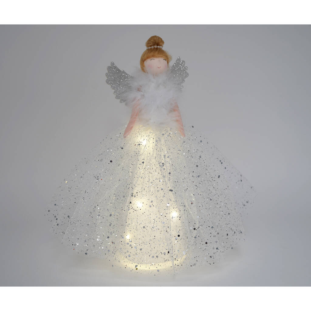 Large Light Up Silver Angel Christmas Tree Topper, 1 of 5