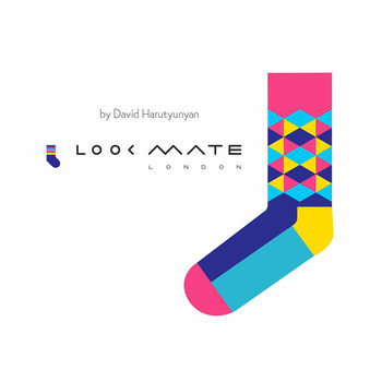 Geometric Cotton Socks Inspired By David Hockney, 7 of 7