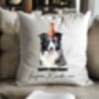 Personalised Border Collie Birthday Congratulations Party Cushion, thumbnail 1 of 2