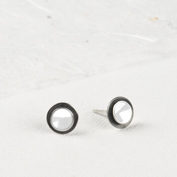 Sterling Silver Round Geometric Earring Studs, 2 of 8