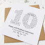 Personalised 10th Tin Wedding Anniversary Card, thumbnail 1 of 4