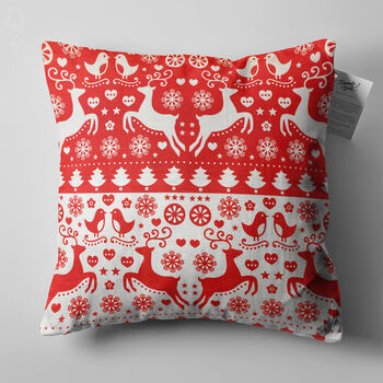 Xmas Pillow Cover With Red And White Christmas Deers, 5 of 7