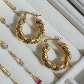 18 K Gold Plated Mia Twisted Gold Hoop Earrings, 5 of 7