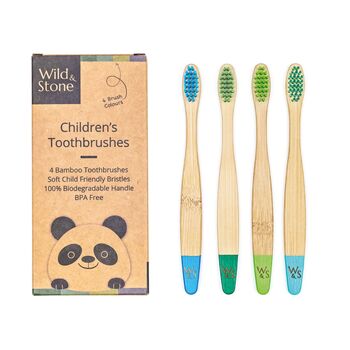 Children's Bamboo Toothbrush Four Pack, 3 of 8