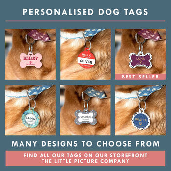 Personalised Doggy Bone Print Pet ID Tag, 7 of 8