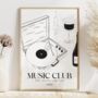 Music Club Print Gift For Music Lovers, thumbnail 1 of 7