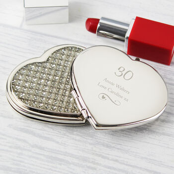 Personalised Diamante Heart Compact Mirror, 3 of 6