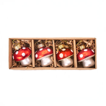 Christmas Mushroom Set Of Four Baubles, 4 of 4