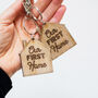 Our First Home Engraved Wooden Oak Keyring Set, thumbnail 1 of 7