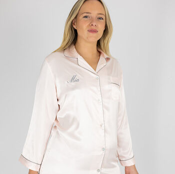 Personalised Embroidered Pink Silky Satin Nightshirt, 4 of 5