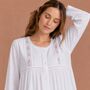 Victorian Jubilee Nightdress Embroidered Rose Vintage Victorian Style Long Sleeve Cotton Nightgown, thumbnail 1 of 3