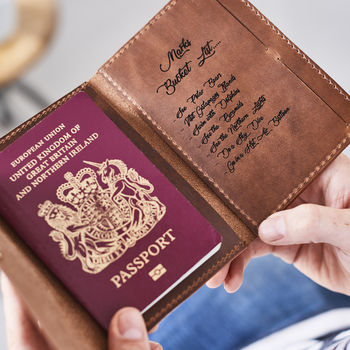 Personalised Bucket List Leather Passport Holder, 2 of 5
