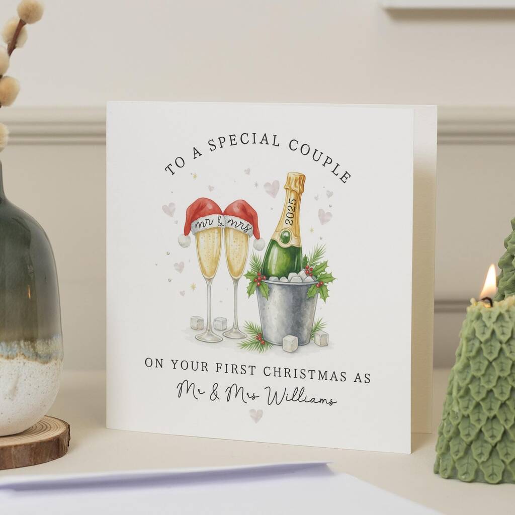 Personalised Mr And Mrs First Christmas Couple Card, 1 of 7