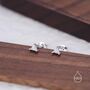 Sterling Silver Extra Tiny Minimalist Triangle Cz Crystal Stud Earrings, thumbnail 6 of 12
