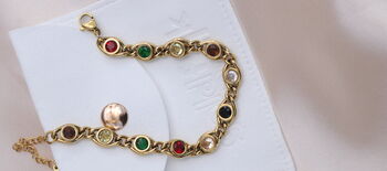 18 Kt Gold Multicolour Gemstone Tennis Bracelet, 4 of 8