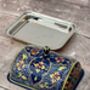 Handpainted Navy Patterned Butter Dish, thumbnail 2 of 5