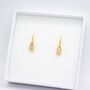 Gold Plated Clear Cubic Zirconia Rectangle Drop Earrings, thumbnail 3 of 5