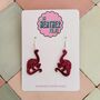 Pink Brontosaurus Dinosaur Glitter Resin Earrings / Gift For Dino Lover / Colourful Animal Jewellery / Fun Accessories, thumbnail 1 of 5