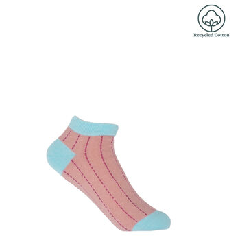 Grid Cream And Dash Pink Women's Trainer Socks Bundle, 3 of 8
