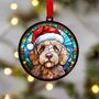 Labradoodle Golden In Santa Hat Suncatcher Decoration, thumbnail 1 of 6