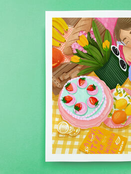 Picnic In Gingham, Illustrated Print, 3 of 3