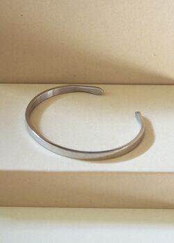 Silver 5mm Cuff Bracelet Adjustable Steel Minimal Gift, 8 of 8