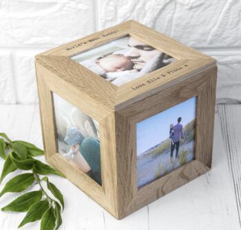 Personalised Oak Photo Cube Keepsake Box, 3 of 7