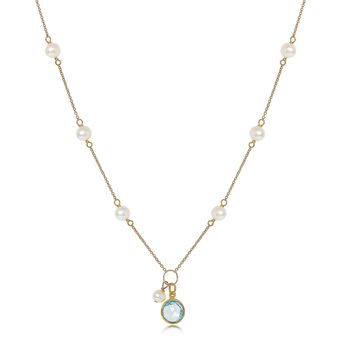 Nova Fine Chain Necklace With Pearls And Blue Topaz Drop, 2 of 4