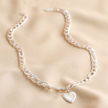 Chunky Figaro Chain And Shell Heart Pendant Necklace, 2 of 5
