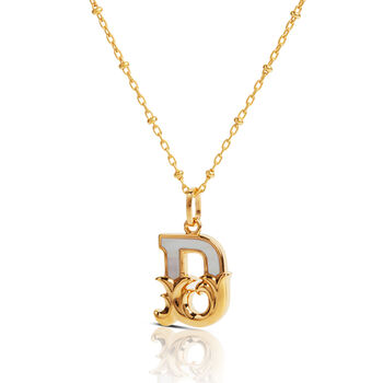 Gold Plated D Initial Necklace With Mother Of Pearl, 2 of 6