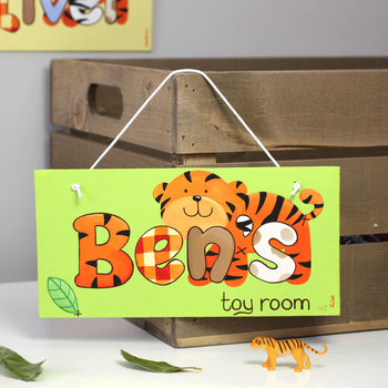 Personalised Jungle Tiger Canvas Sign, 10 of 12