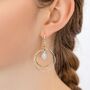 Large Sterling Silver Rainbow Moonstone Hoop Earrings, thumbnail 3 of 7