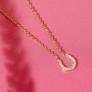 Love You More Than Horses Dainty Horseshoe Necklace, 2 of 11
