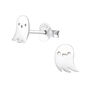 Silver Halloween Earrings, Happy Ghost Studs In A Tin, thumbnail 3 of 8