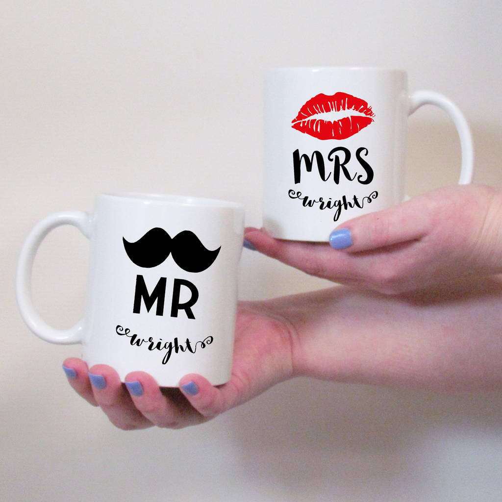 Mug Set For Couples Moustache And Lips Design By Perfect Personalised