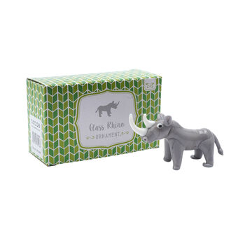 Glass Rhino Figurine With Gift Box, 2 of 5