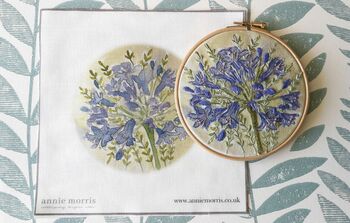 Agapanthus Flower Hand Embroidery Pattern Design, 7 of 10