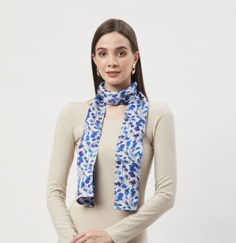 Honesty Print Long Double Sided Silk Scarf, 8 of 12