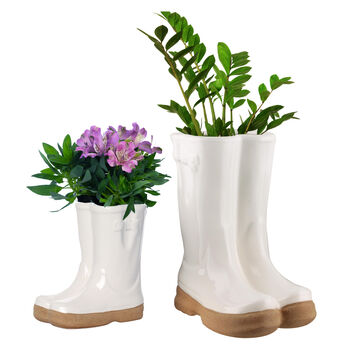 Two Personalised Welly Boots Planters Gift Set, 2 of 10