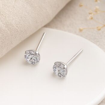 Sterling Silver Clear Cz Micro Stud Earrings – 4mm, 5 of 12