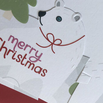 'Merry Christmas' Polar Bear 3D Card, 4 of 4