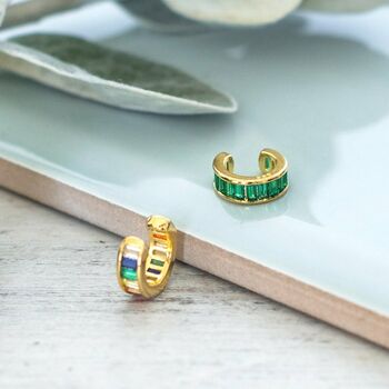 Emerald And Rainbow Gold Ear Cuffs, 2 of 4