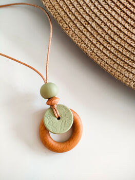 Personalised Floral Green Natural Nursing Pendant, 2 of 7