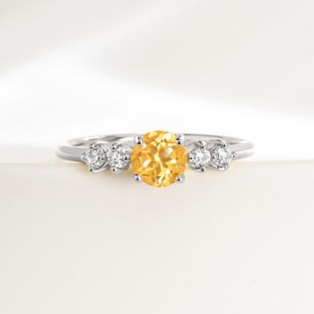 Citrine Five Stone Ring In Sterling Silver And Gold Vermeil, 7 of 11